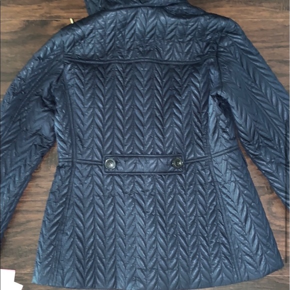 Kate Spade Quilted Herringbone Jacket Navy Blue - Picture 6 of 11